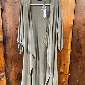 Tahari Fauc Suede Open Front Cardigan